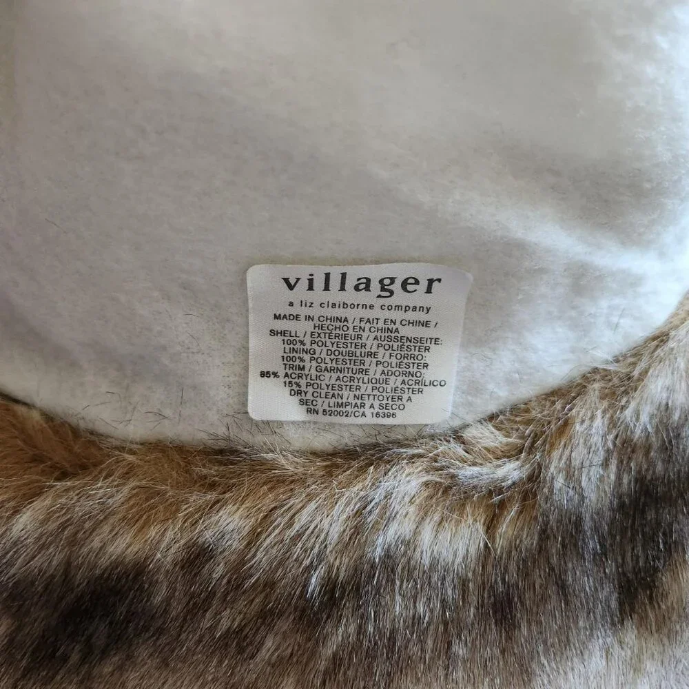 Liz Claiborne Quilted Faux Fur Trimmed Bucket Hat Cream color Festivals Boho - Picture 5 of 8
